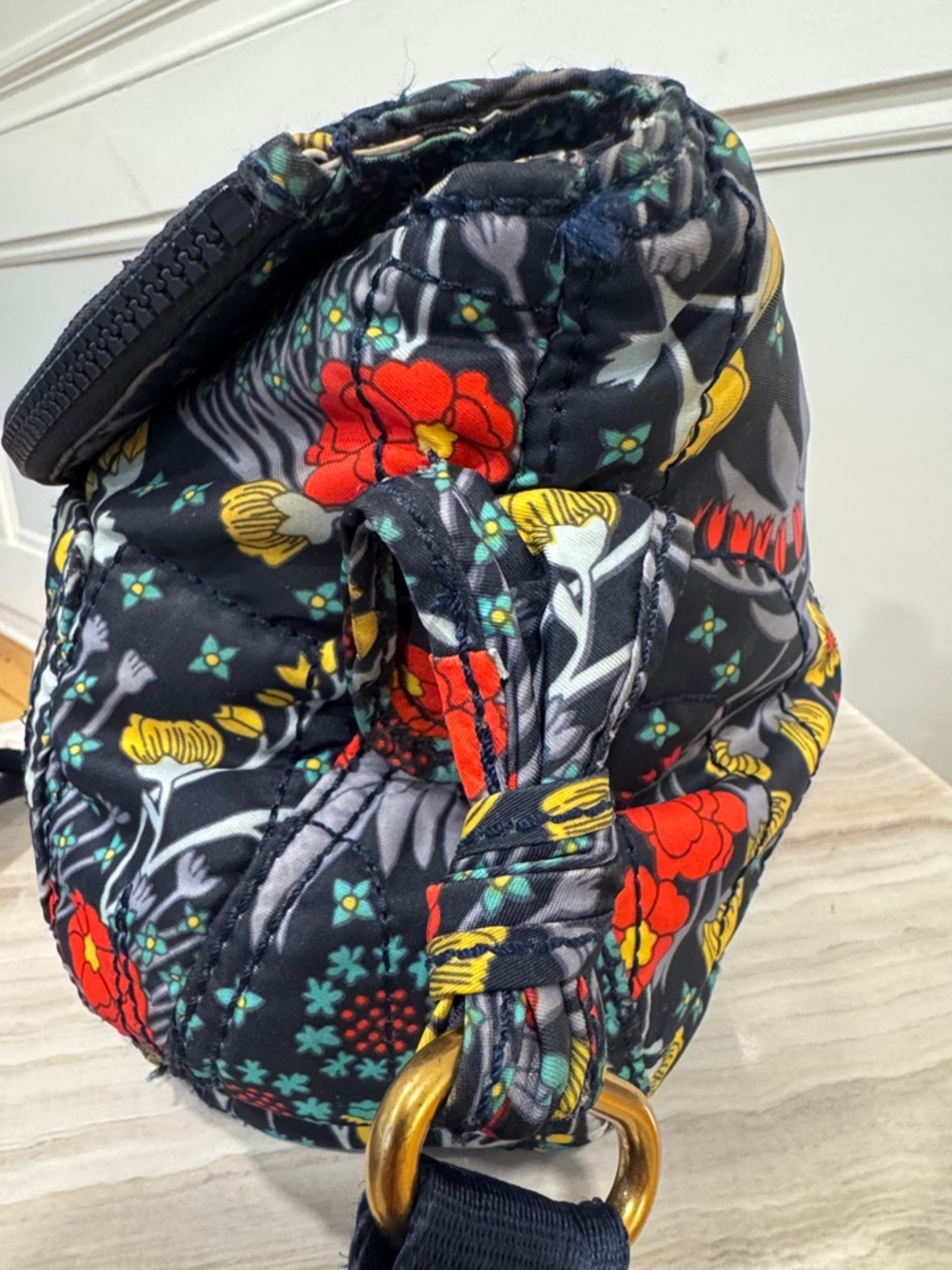 Marc Jacobs Natasha Quilted Floral Crossbody Blue with Red & Yellow Flowers - Picture 6 of 17
